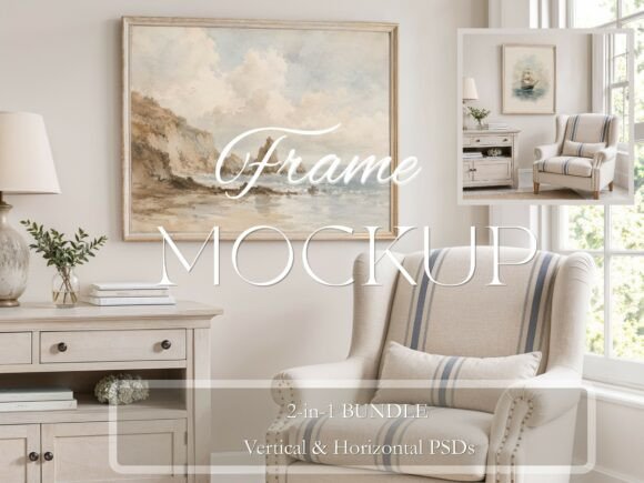 Download Coastal Wood Frame Mockup Armchair PSD - Wood frame mockup Collection