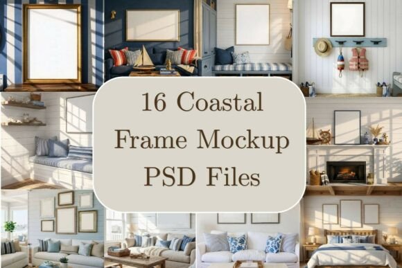 Download 16 Coastal Wood Frame Mockup Bundle - Wood frame mockup Collection