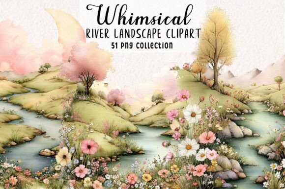 Download Whimsical River Landscape Clipart - Landscape Collection
