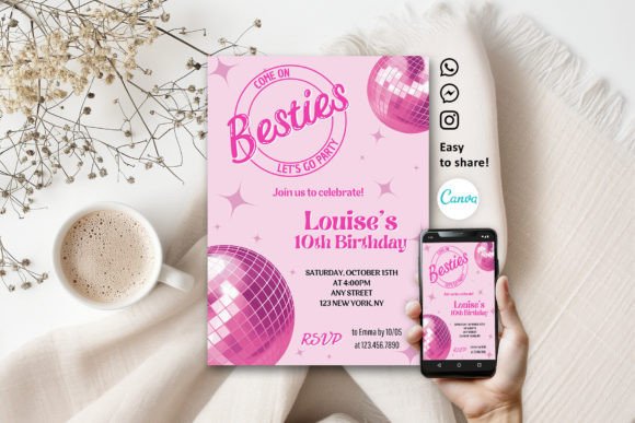 Download Groovy Retro Pink Party Invitation - Party invitation Collection