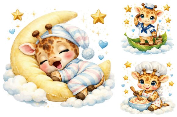 Download Cute Baby Giraffe Watercolor Nursery PNG - Watercolor nursery Collection