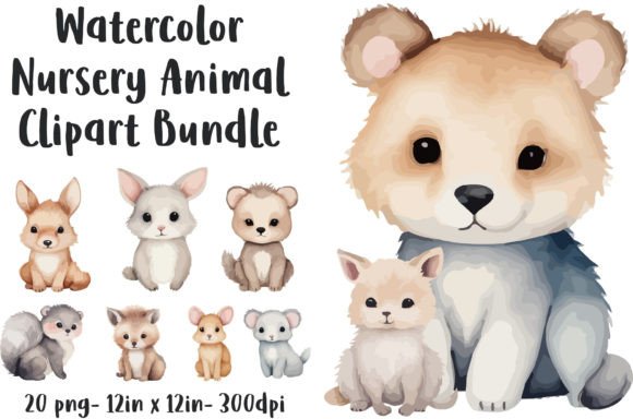 Download Watercolor Nursery Animal Clipart Bundle - Premium Resources
