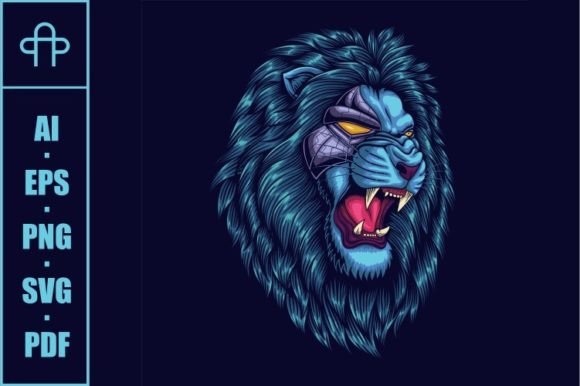Download Angry Cyborg Lion Head Vector - Lion head vector Collection