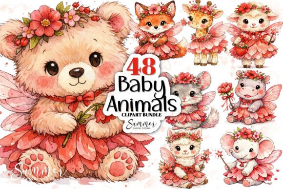 Download Watercolor Nursery Baby Animal Fairies - Watercolor nursery Collection