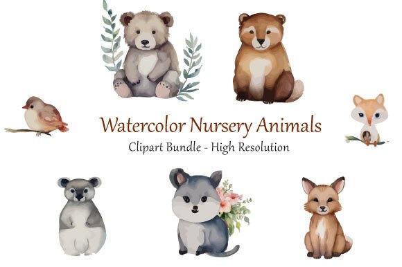Download Watercolor Nursery Animal Clipart - Premium Resources