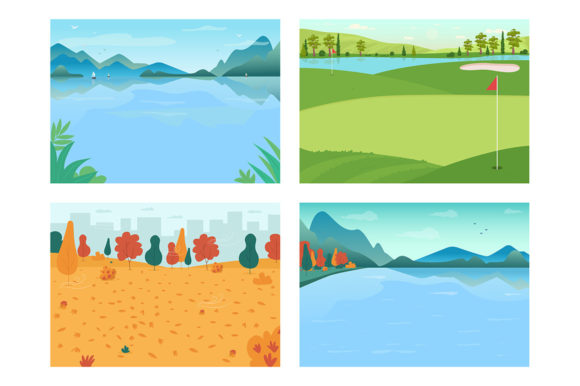 Download Seasonal Landscape Illustration Set - Landscape Collection