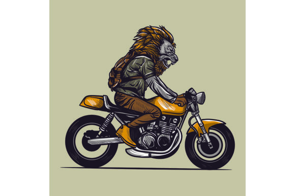 Download Motorcycle Rider with Lion Head Vector - Lion head vector Collection